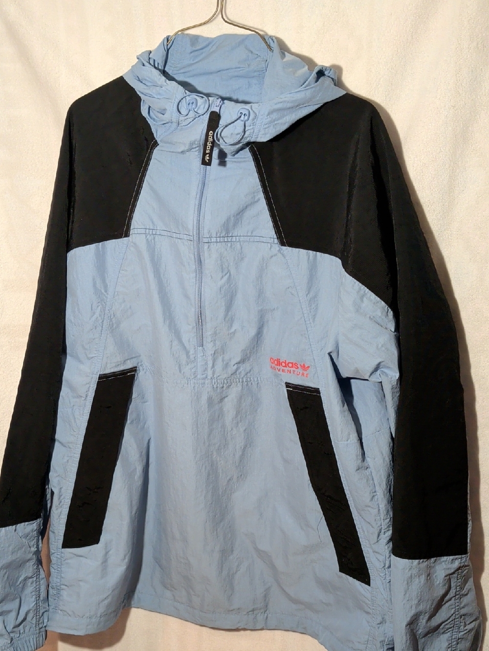 Vintage adidas Adventure Light Blue & Black Hooded Pullover